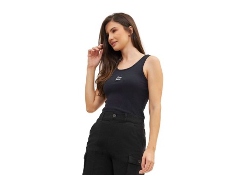 REGATA FEMININA BASICA BORDADA LEE 6382L - Preto