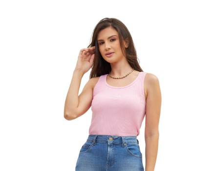 REGATA FEMININA BASICA BORDADA LEE 6382L - Rosa