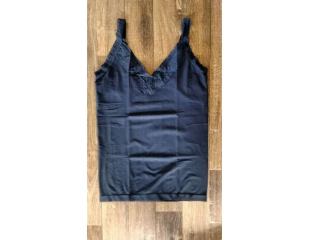REGATA MODELADORA COM RENDA ELEGANCE 6379 - Preto