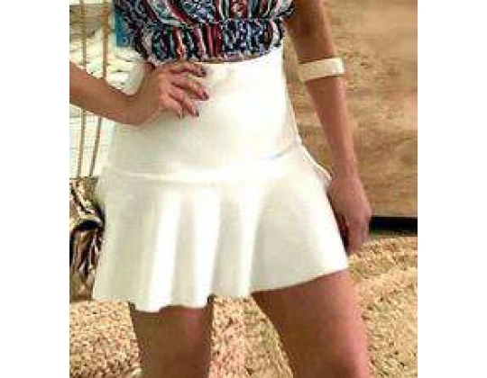 SAIA CURTA BABADO TEXTURIZADA JOB STORE - Branco