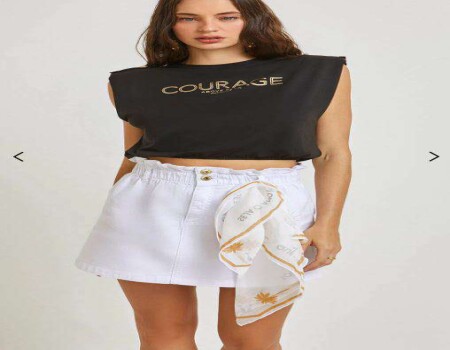 SAIA CURTA COM LENÇO MORENA ROSA 05531 - Branco