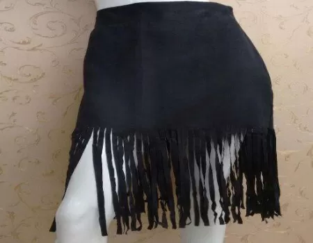 Saia de suede shop com franja