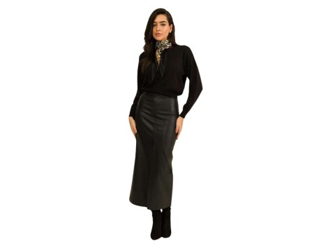 SAIA MIDI HELOISA EM CORINO BEAUTIFULL 30722 - Preto