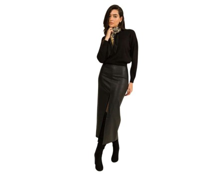 SAIA MIDI HELOISA EM CORINO BEAUTIFULL 30722 - Preto