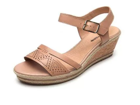 Anabela couro hot sale