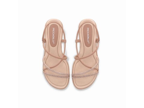 SANDALIA COM TIRAS STRASS PICCADILLY 590045-4 - Bege