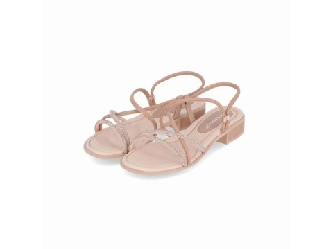SANDALIA COM TIRAS STRASS PICCADILLY 590045-4 - Bege