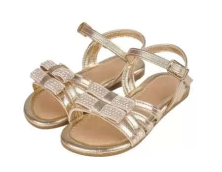 SANDALIA MINI MILLI LAÇOS E STRASS PAMPILI 642.042 - Dourado