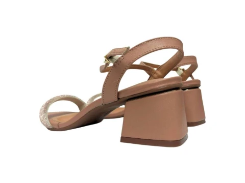 SANDÁLIA SALTO BAIXO BLOCO VIZZANO 6428.139 - Bege