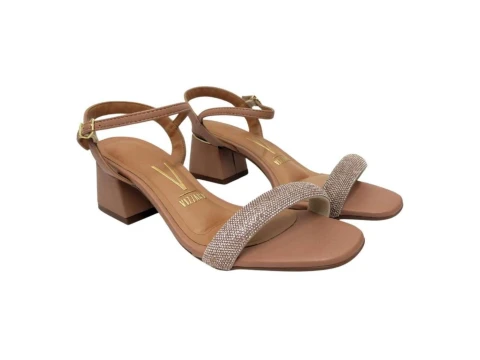 SANDÁLIA SALTO BAIXO BLOCO VIZZANO 6428.139 - Bege