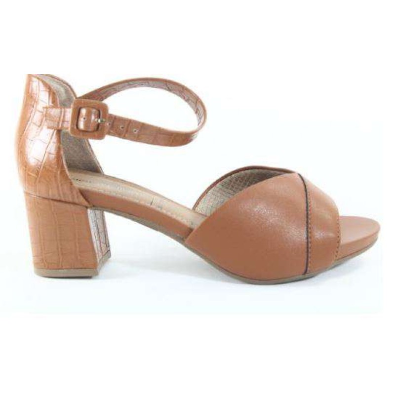 SANDÁLIA SALTO MÉDIO SOLFSTEP PICCADILLY 562043 - Caramelo - Delabela