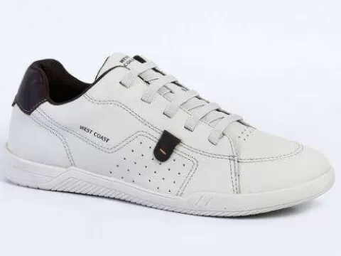 SAPATÊNIS EM COURO MASCULINO WEST COAST 184601CP - Bege