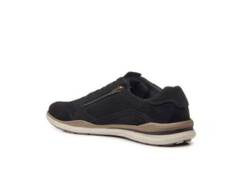 SAPATÊNIS EM COURO NOBUCK CASUAL PEGADA 119106 - Preto