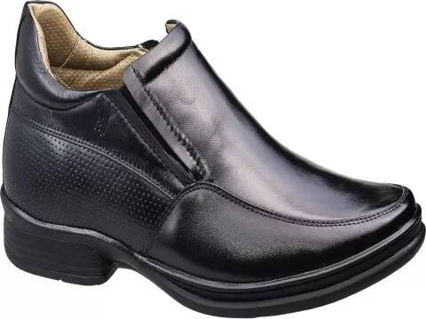 SAPATO COURO RAFARILLO VOCÊ 7CM + ALTO 9307 - Preto