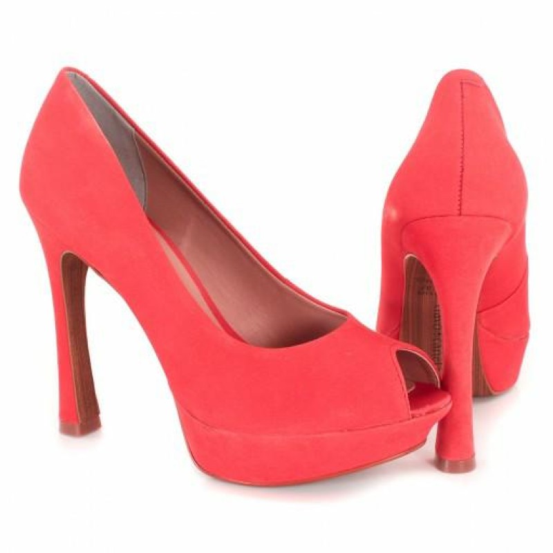 SAPATO PEEP TOE CRAVO E CANELA 85707 - Laranja - Delabela