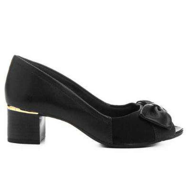SAPATO PEEP TOE EM COURO COMFORTFLEX 1792406 - Preto - Delabela