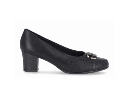SAPATO SALTO MÉDIO COM FIVELA PICCADILLY 110135-2 - Preto