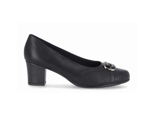 SAPATO SALTO MÉDIO COM FIVELA PICCADILLY 110135-2 - Preto