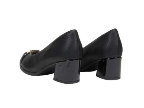 SAPATO SALTO MÉDIO COM FIVELA PICCADILLY 654008-5 - Preto