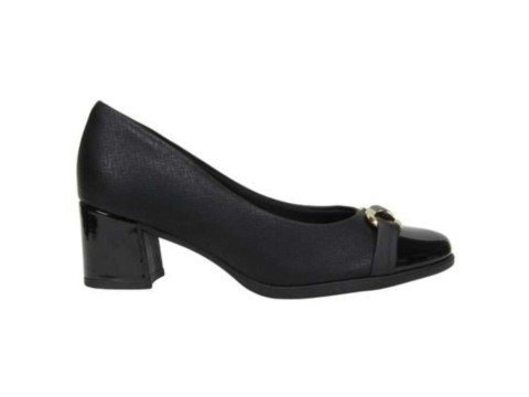 SAPATO SALTO MÉDIO COM FIVELA PICCADILLY 654008-5 - Preto