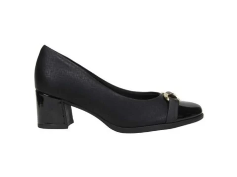 SAPATO SALTO MÉDIO COM FIVELA PICCADILLY 654008-5 - Preto