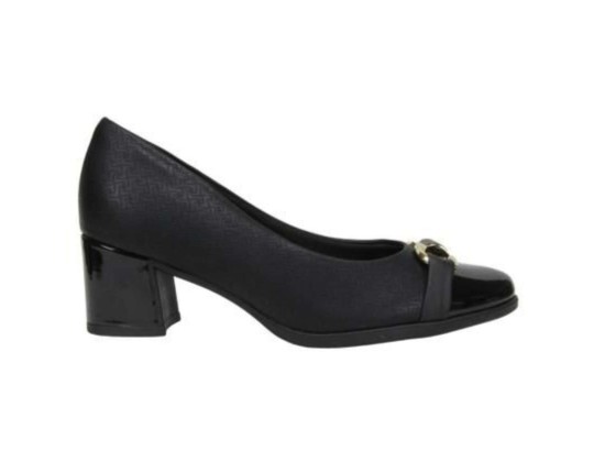 SAPATO SALTO MÉDIO COM FIVELA PICCADILLY 654008-5 - Preto