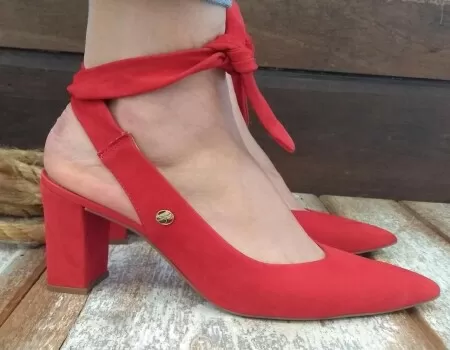 SAPATO SCARPIN COURO COM AMARRAÇÃO BOTTERO 295003 - Vermelho