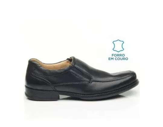 SAPATO SOCIAL COMFORT EM COURO PEGADA 123451-01 - Preto