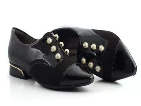 SAPATO VERNIZ COM PÉROLAS PICCADILLY 278003 - Preto