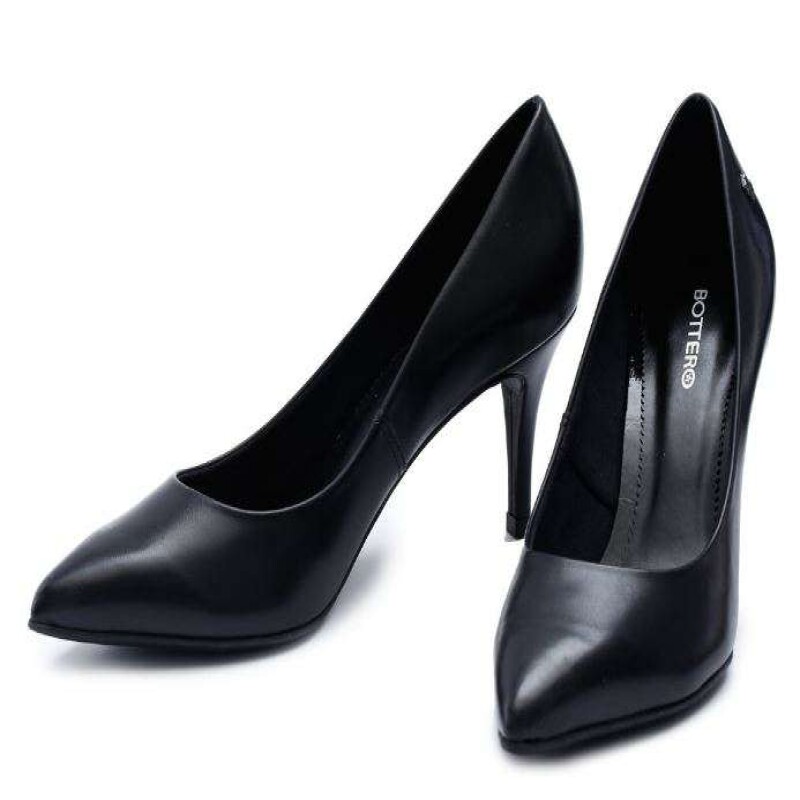 scarpin bottero couro preto