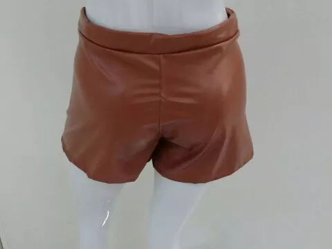 SHORTS COURO FAKE AMARRAÇÃO DEYSE - Marrom