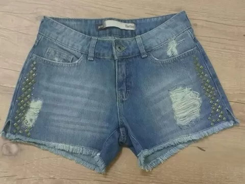 SHORTS FEMININO BARRA DESFIADA HERING H6YT - Jeans