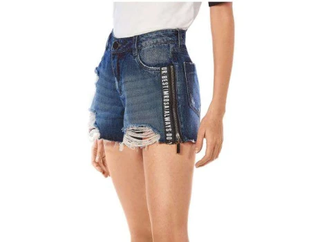 SHORTS FIVE DETALHE ZIPER MORENA ROSA 204431 - Jeans