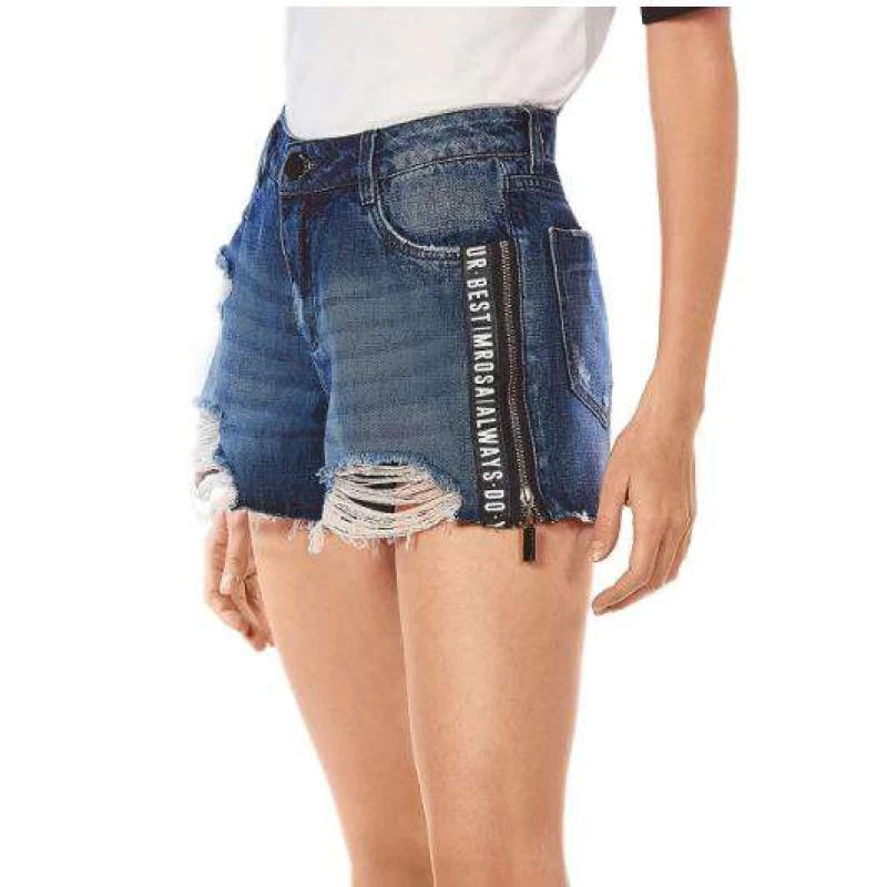 SHORTS FIVE DETALHE ZIPER MORENA ROSA 204431 - Jeans - Delabela
