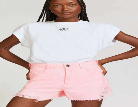 SHORTS FIVE POCKETS TINTURADO MORENA ROSA 05516 - Rosa