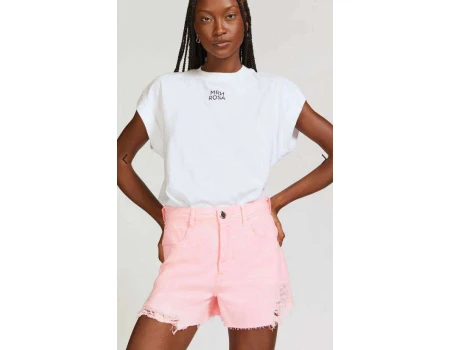 SHORTS FIVE POCKETS TINTURADO MORENA ROSA 05516 - Rosa