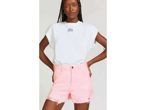 SHORTS FIVE POCKETS TINTURADO MORENA ROSA 05516 - Rosa SHORTS FIVE POCKETS TINTURADO MORENA ROSA 05516 - Rosa