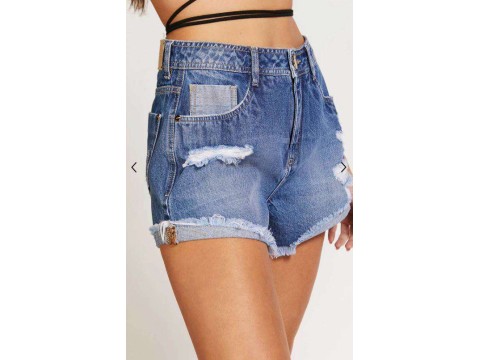 SHORTS JEANS BARRA DESFIADA MORENA ROSA 05522 - Jeans