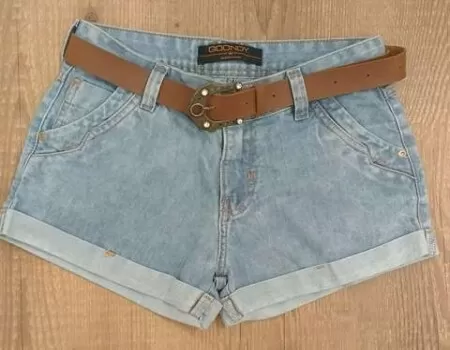 SHORTS JEANS JOY POP COM CINTO GOONDY - Azul claro