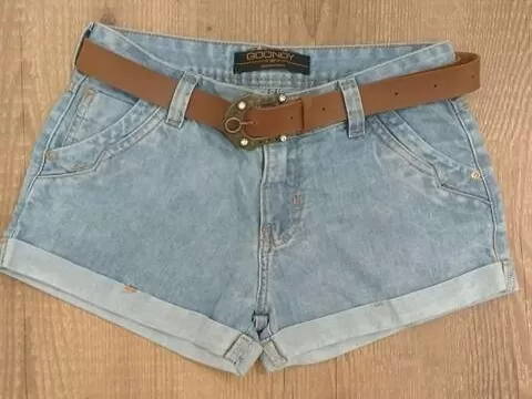 SHORTS JEANS JOY POP COM CINTO GOONDY - Azul claro