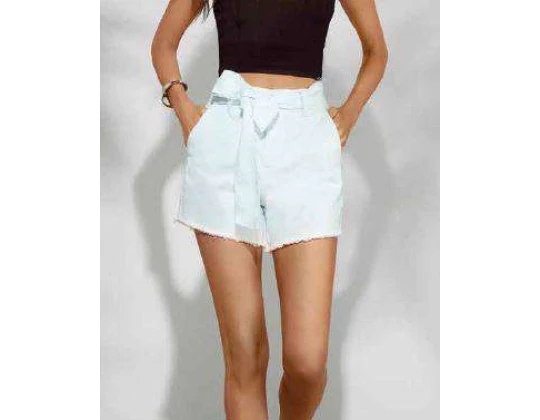 SHORTS JEANS LINHA A COM FAIXA MORENA ROSA 204367 - Branco