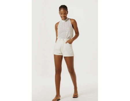 SHORTS JEANS MOM HERING HB7L - Off white - Delabela