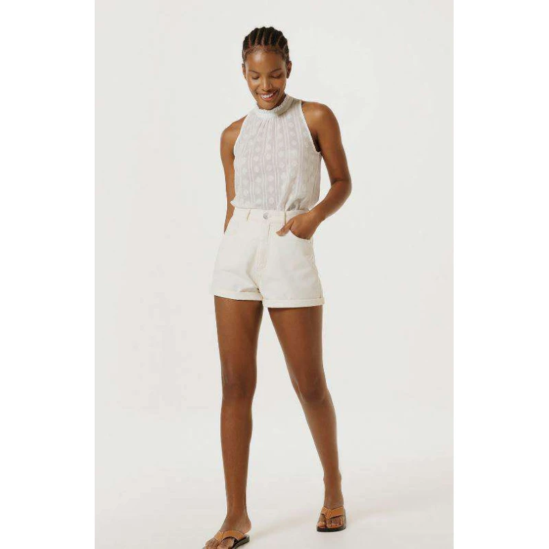 SHORTS JEANS MOM HERING HB7L - Off white - Delabela