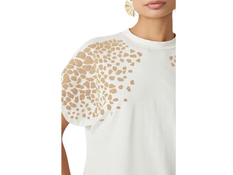 T-SHIRT DECOTE REDONDO FLO. MARIA VALENTINA 00419 - Off white