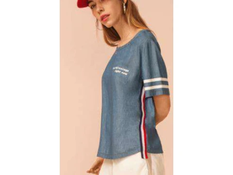 T-SHIRT JEANS DECOTE REDONDO LISTRA LATERAL ZINCO 202860 T-SHIRT JEANS DECOTE REDONDO LISTRA LATERAL ZINCO 202860