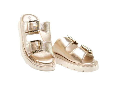 TAMANCO COM FIVELA DUPLA DE OURO COMFORT 24-46402 - Dourado
