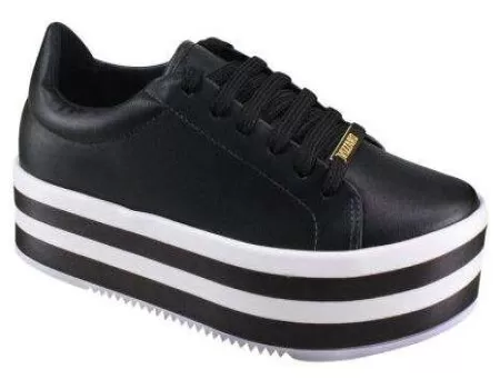 TENIS CASUAL FLATFORM LISTRAS VIZZANO 1298.100 - Preto