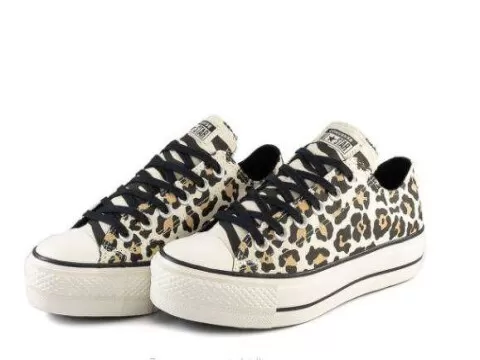 TÊNIS CONVERSE FLATFORM ANIMAL PRINT CT13091 - Bege