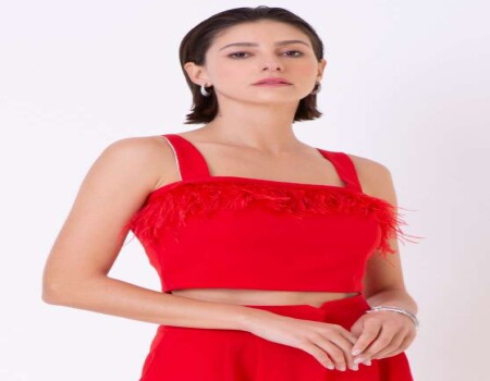 TOP ALFAIATARIA PLUMAS E STRASS ALÇA SEIKI 321158 - Vermelho