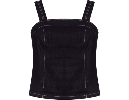 TOP LINHO MISTO COM PESPONTO SEIKI 720157 - Preto